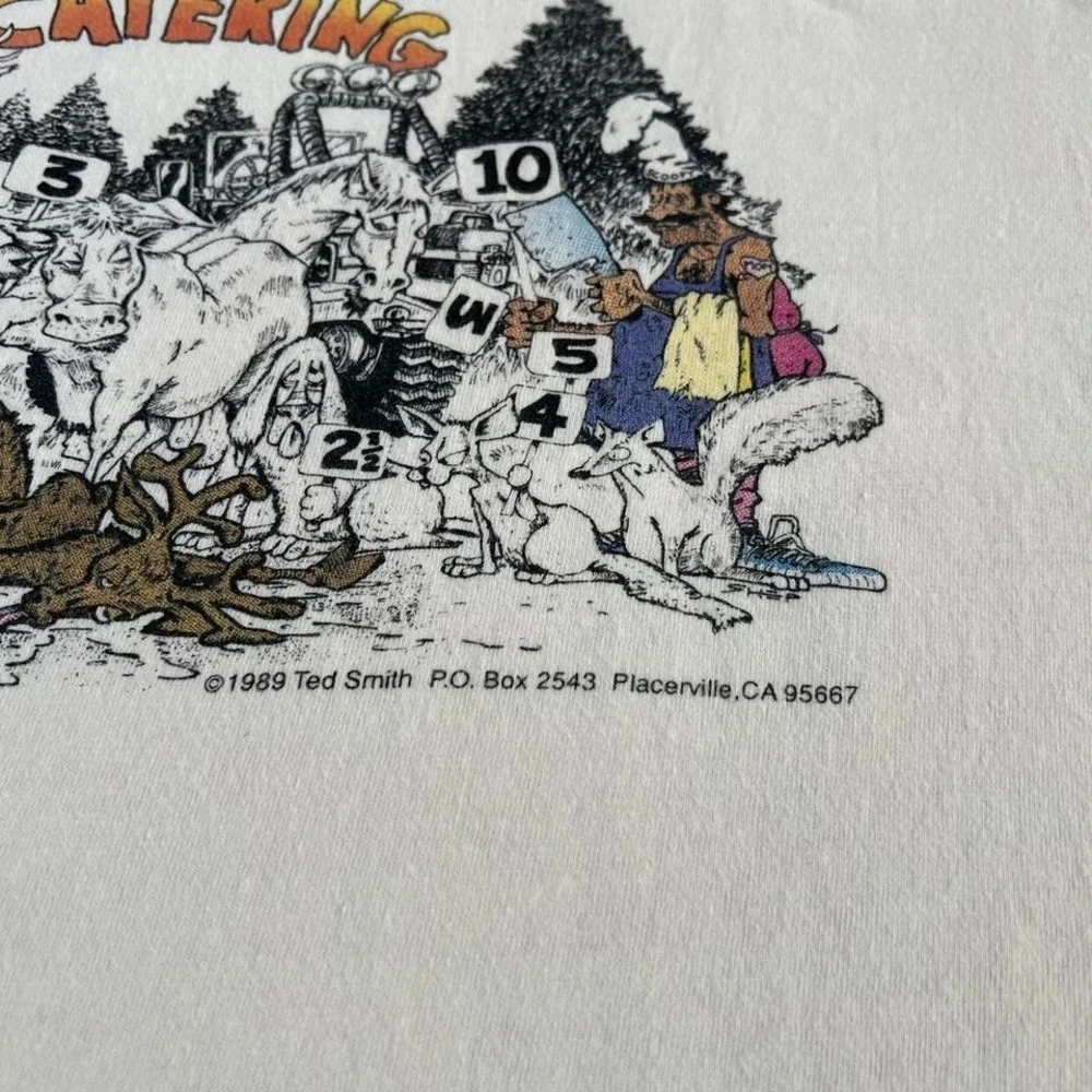 Vintage 1980s Road kill catering funny shirt Made in USA. Tagged large - Picture 6 of 8